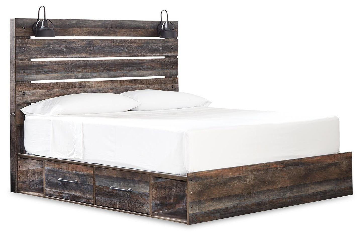 Cama Drystan King con 4 cajones y tocador con espejo