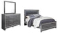 Cama Queen Lodanna con paneles y tocador con espejo