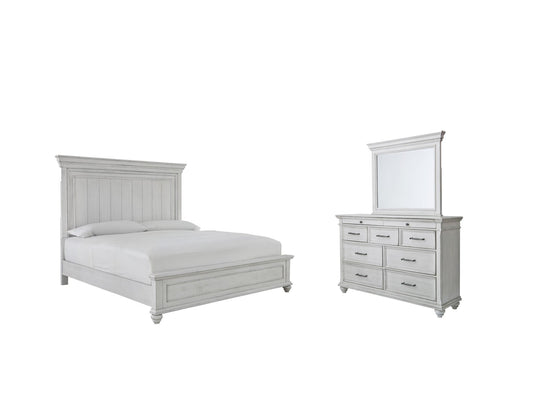 Cama Kanwyn Queen con paneles y tocador con espejo