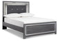 Cama Lodanna con paneles completos, tocador con espejo, cómoda y mesita de noche