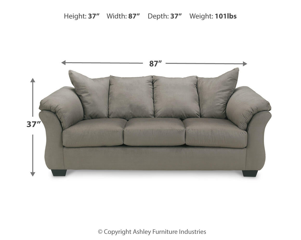 Sofá, loveseat, silla y otomana