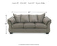 Sofá, loveseat, silla y otomana