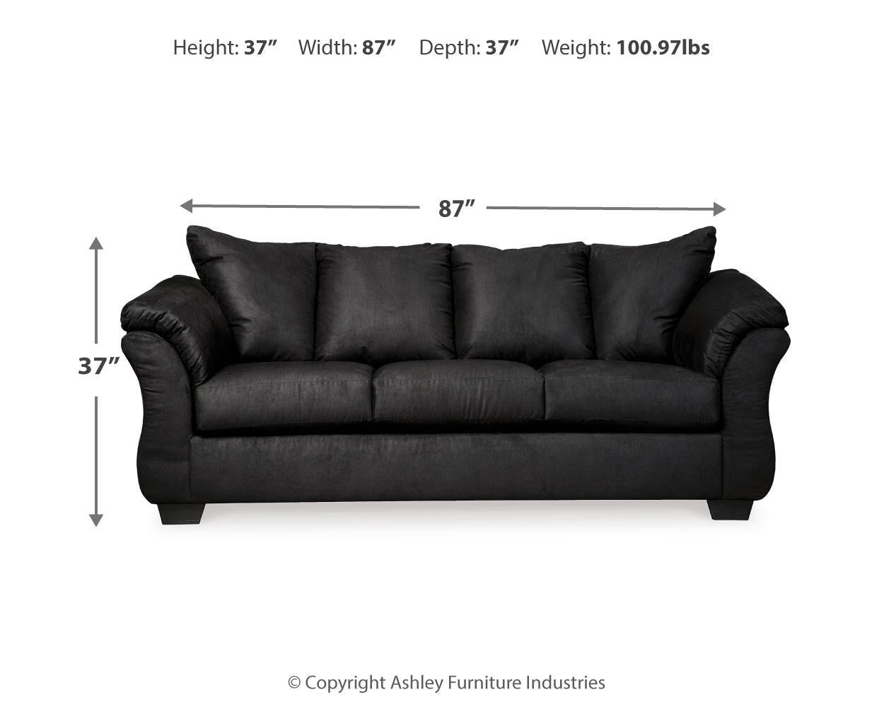 Sofá, loveseat, silla y otomana