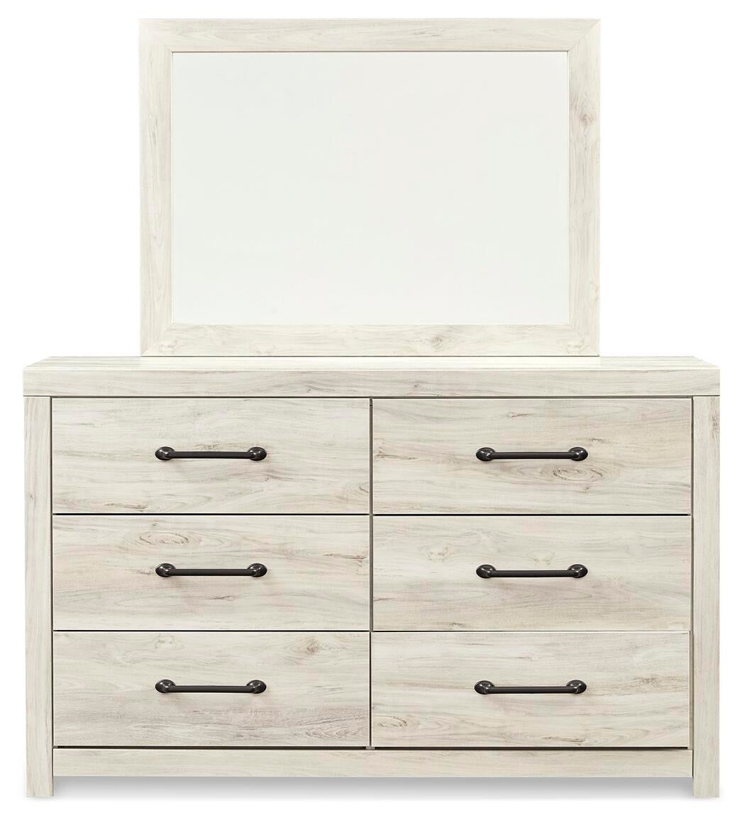 Cama King Cambeck con 4 cajones, cómoda con espejo, cómoda y mesita de noche