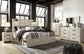 Cama King Cambeck con 4 cajones, cómoda con espejo, cómoda y mesita de noche