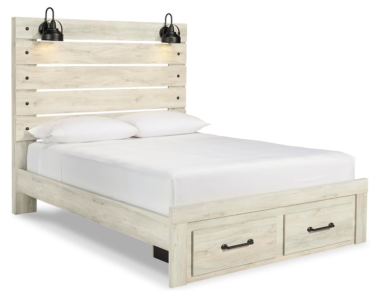 Cama Queen Cambeck con dos cajones y tocador con espejo