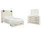 Cama Queen Cambeck con dos cajones y tocador con espejo