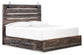 Cama Drystan King con dos cajones de almacenamiento, cómoda con espejo, cómoda y mesita de noche