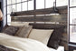 Cama Drystan King con dos cajones de almacenamiento, cómoda con espejo, cómoda y mesita de noche