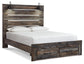 Cama Drystan Queen con dos cajones, cómoda con espejo, cómoda y mesita de noche