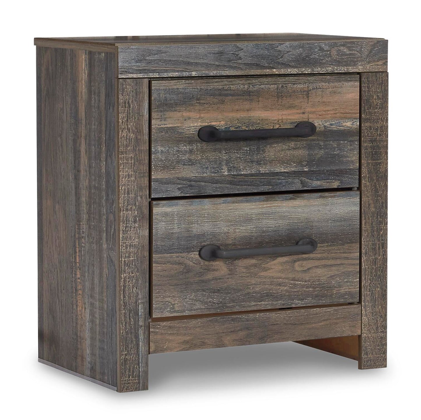 Cama Drystan Queen con dos cajones, cómoda con espejo, cómoda y mesita de noche