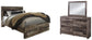 Cama Queen Derekson con dos cajones y tocador con espejo