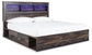 Cama con estantería Drystan King, 4 cajones y tocador con espejo