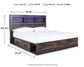 Cama con estantería Drystan King, 4 cajones y tocador con espejo
