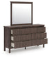 Pamytta Full Upholstered Panel Bed, Dresser, Mirror and Nightstand