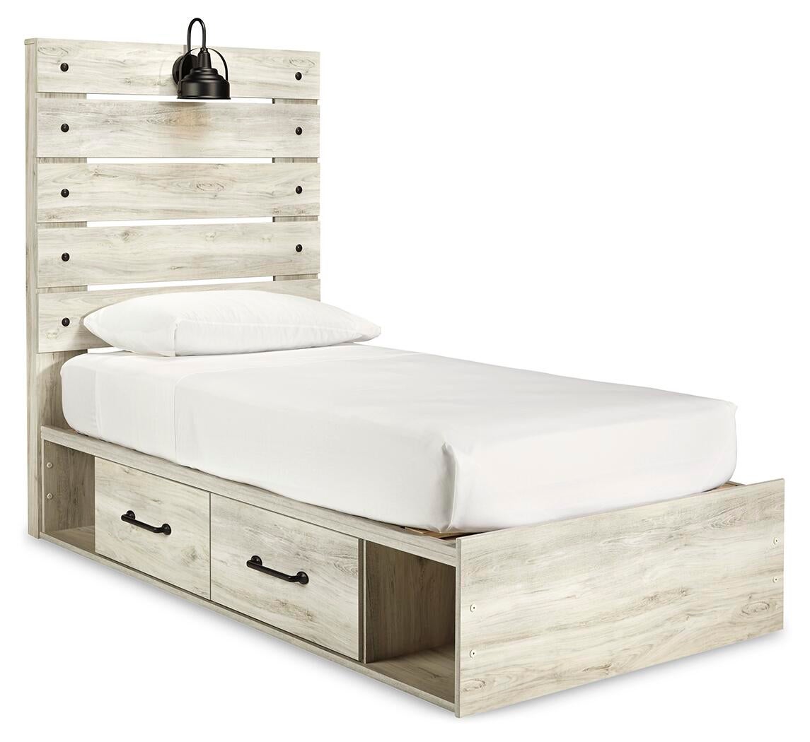 Cama doble Cambeck con 4 cajones, cómoda con espejo, cómoda y mesita de noche