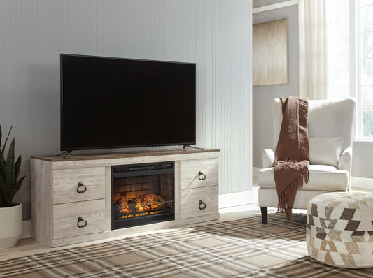 Ashley Express - Mueble de TV Willowton con chimenea eléctrica