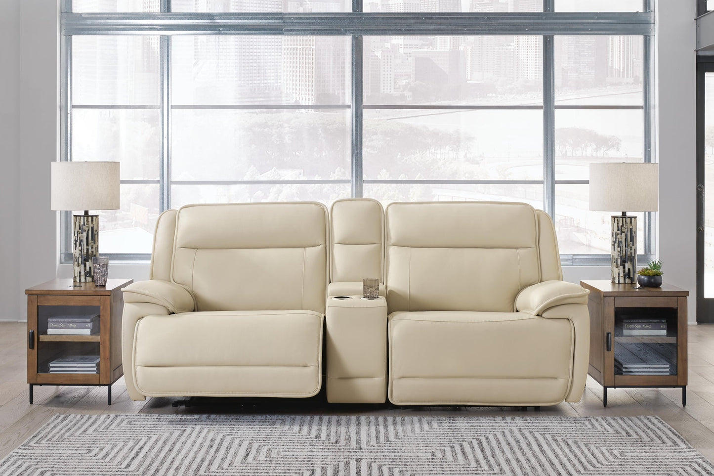 Sofá seccional reclinable eléctrico de 3 piezas con consola Double Deal